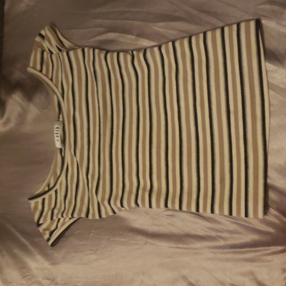 Black,grey and cream striped sleeveless top